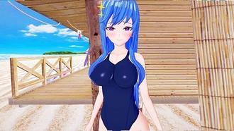  【3D】第一次在海滩上被操 